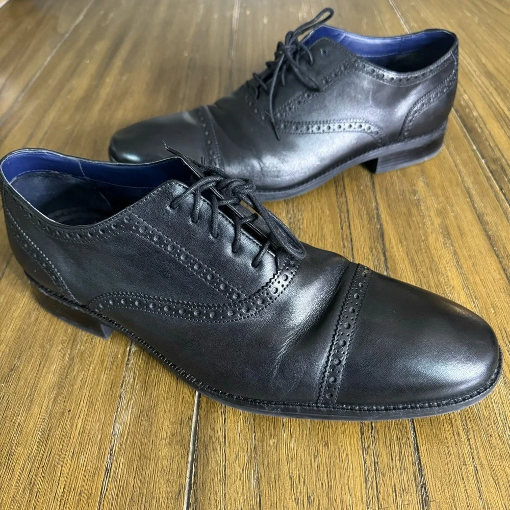 Cole Haan Wayne Cap oxfords black dress shoes